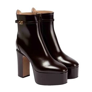 Valentino Women's Dark Brown Platform Heeled Boots